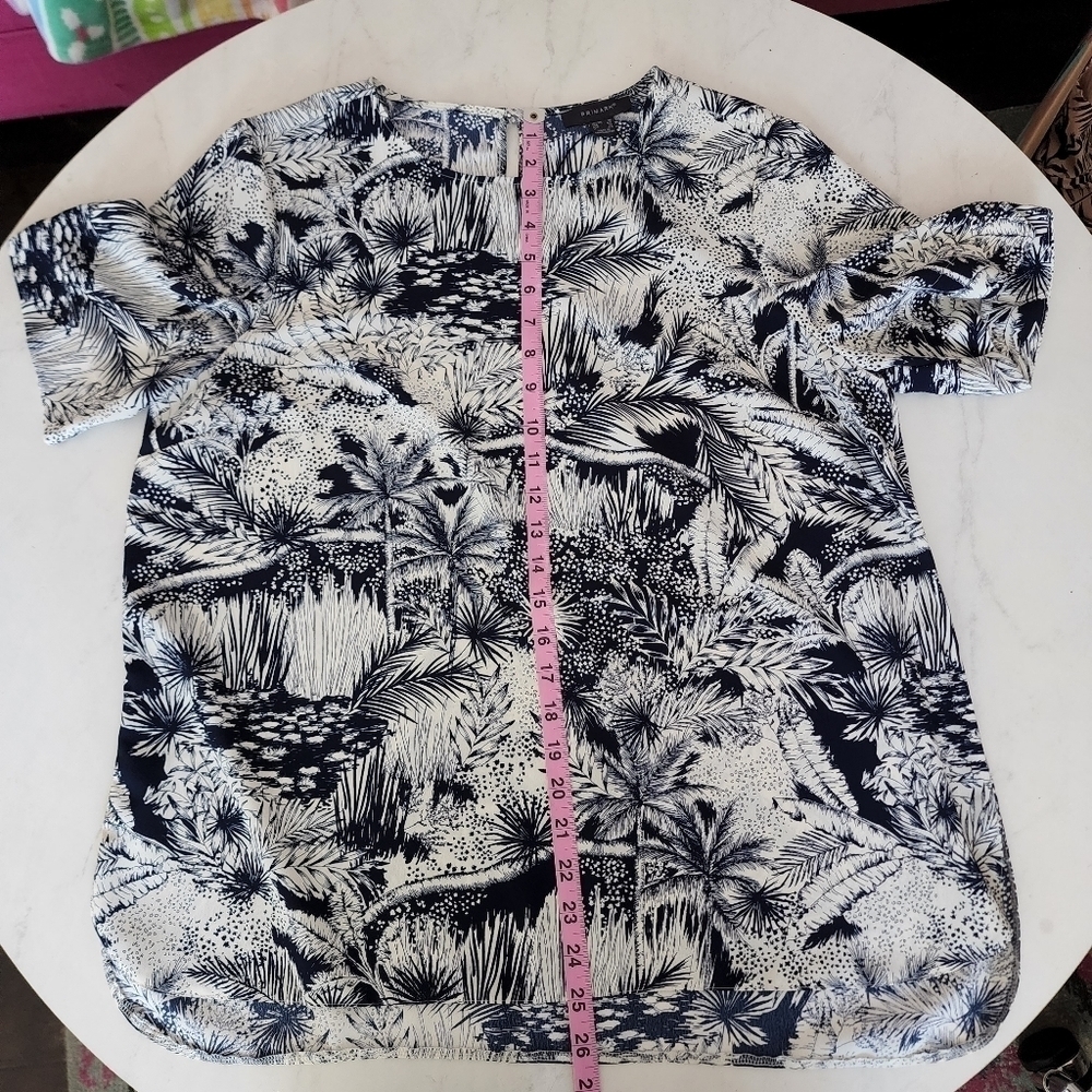Primark 12 Palm Trees Blue White NWOT - Picture 4 of 11